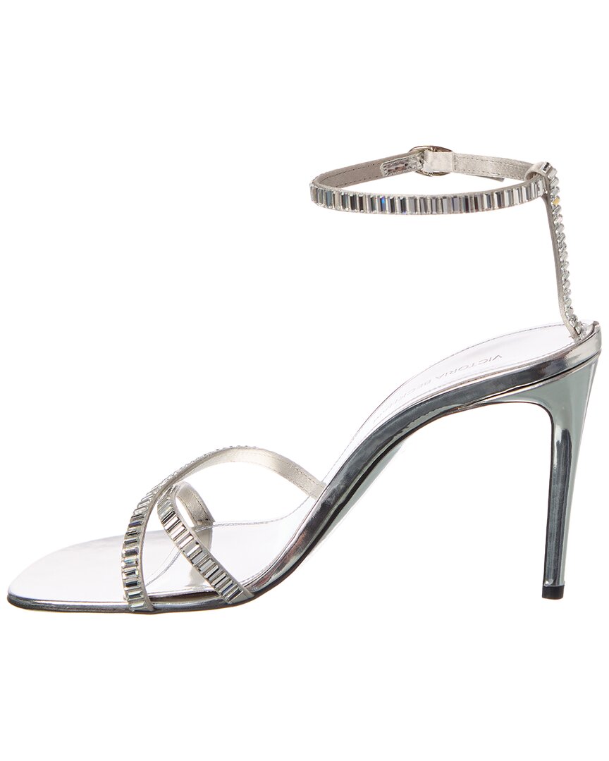 Victoria Beckham Rhinestone Satin Sandal, серебряный — фото 2