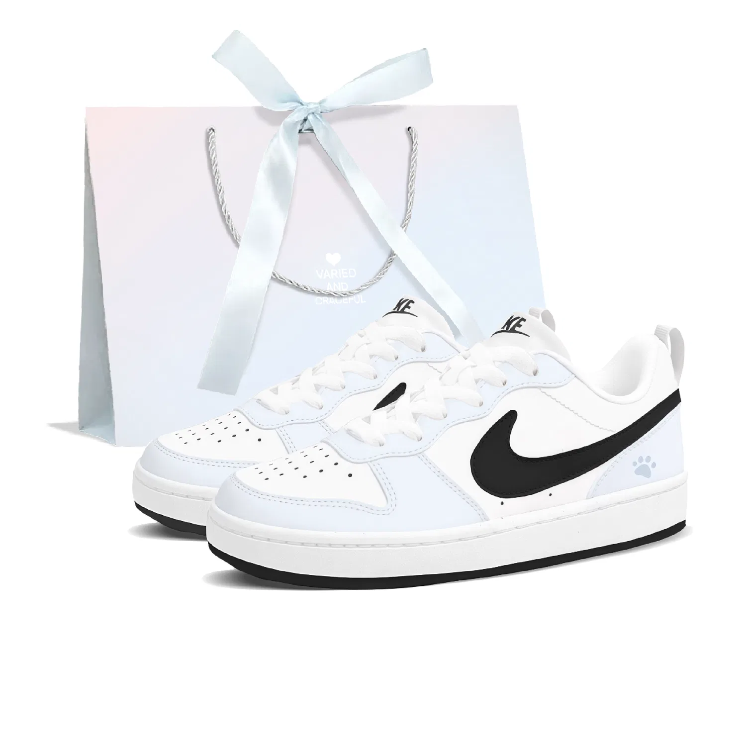 Кроссовки для скейтбординга Court Borough Light Blue Cat Paw из искусственной кожи, низкие, синие, для детей и подростков Nike
