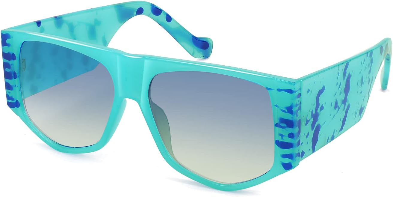 

Солнцезащитные очки FEISEDY Retro Square Flat Top Irregular Sunglasses с толстой оправой, для мужчин и женщин, с защитой от УФ-излучения UV400, артикул B4041, Green Frame & Grey Yellow Lens