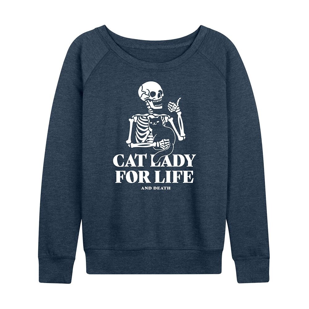 

Женский легкий свитшот из френч терри Cat Lady For Life Skeleton, цвет Heather Blue