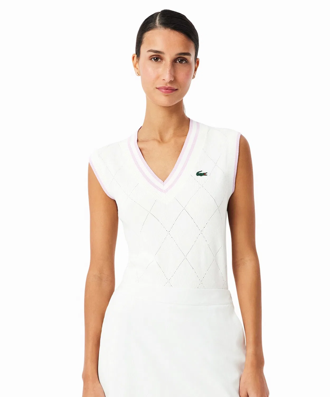 Жилет Lacoste с бриллиантовым мотивом, белый