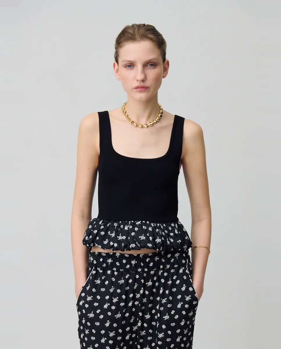

Женский топ на бретелях с оборками Claudie Pierlot, черный