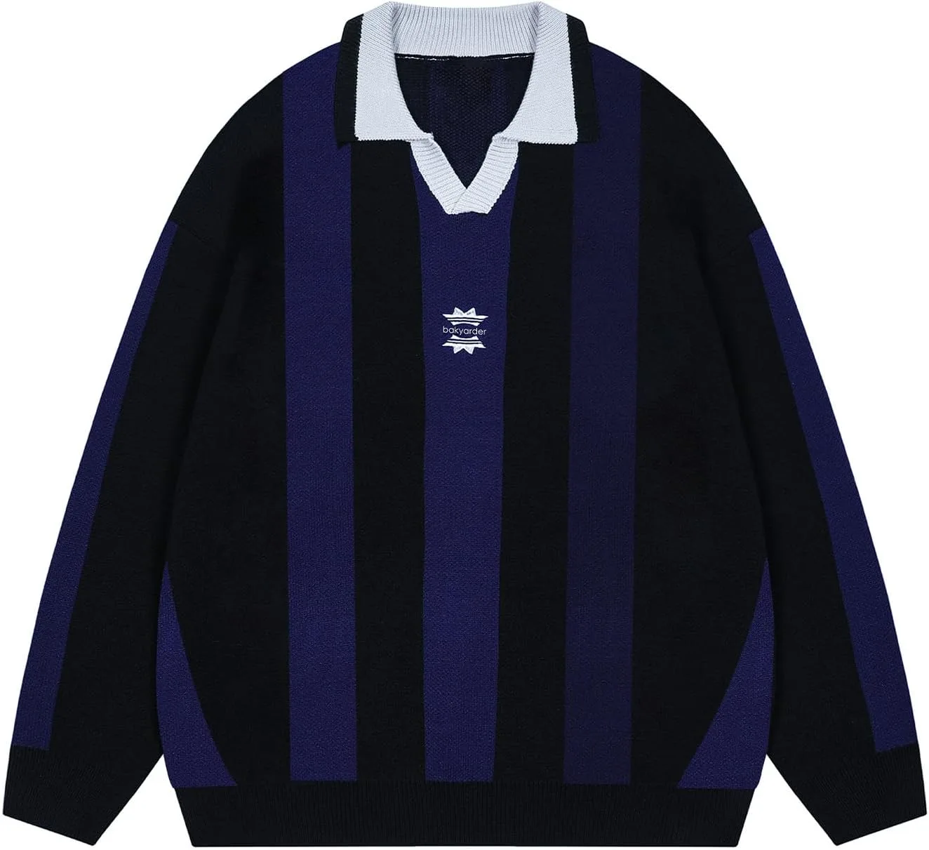 

Винтажный поло свитер с полосками и цветными блоками Bakyarder