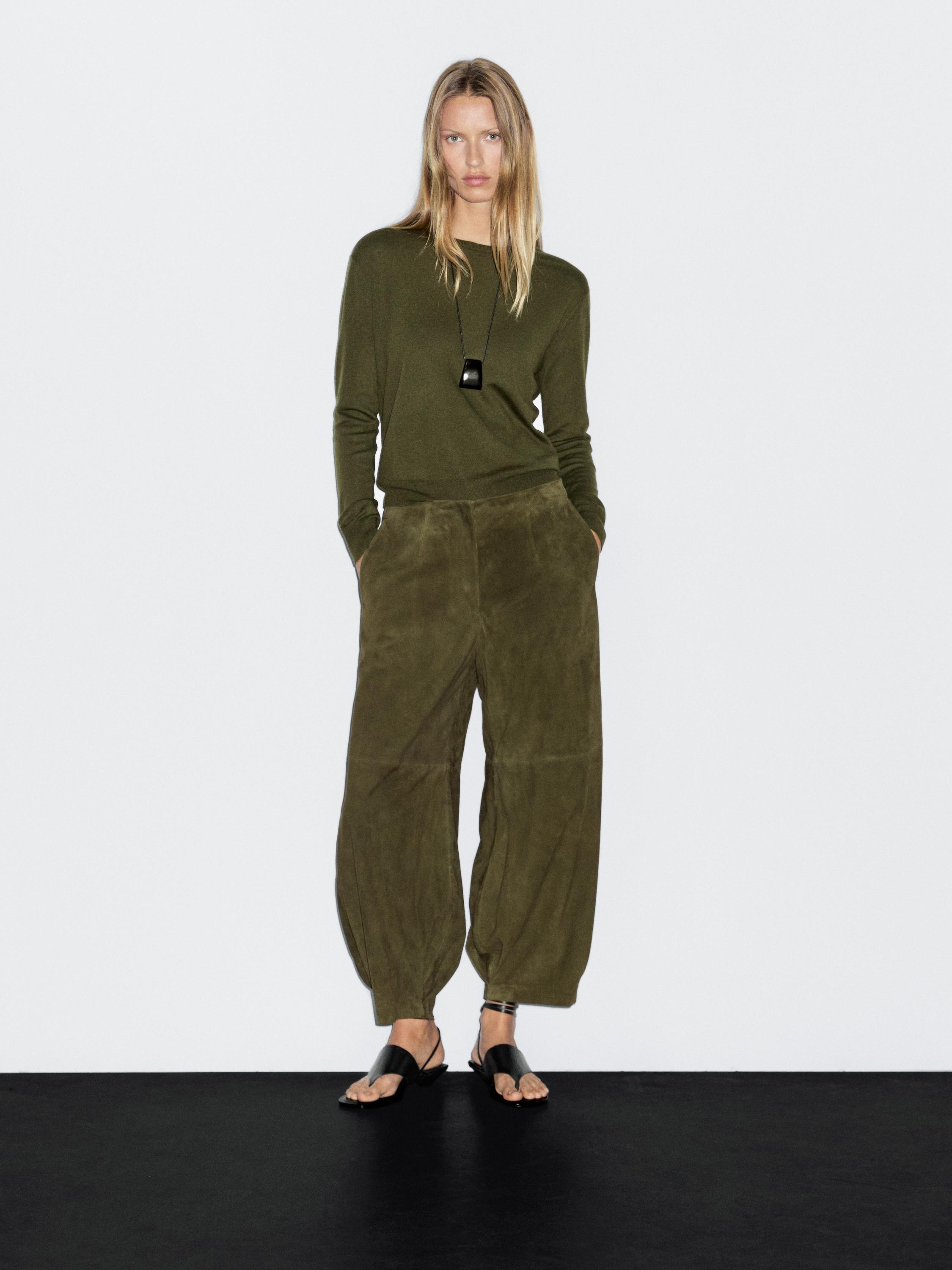 

Свитер из смесовой шерсти с круглым вырезом Massimo Dutti, Bottle Green