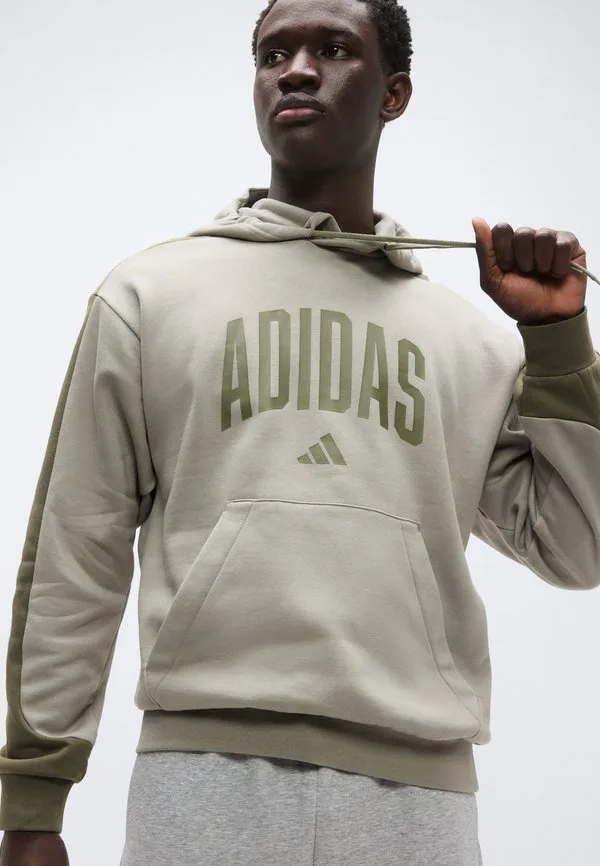 Толстовка с капюшоном в университетском стиле Adidas Sportswear, Silver-Coloured Pebble/Olive Strata — фото 4