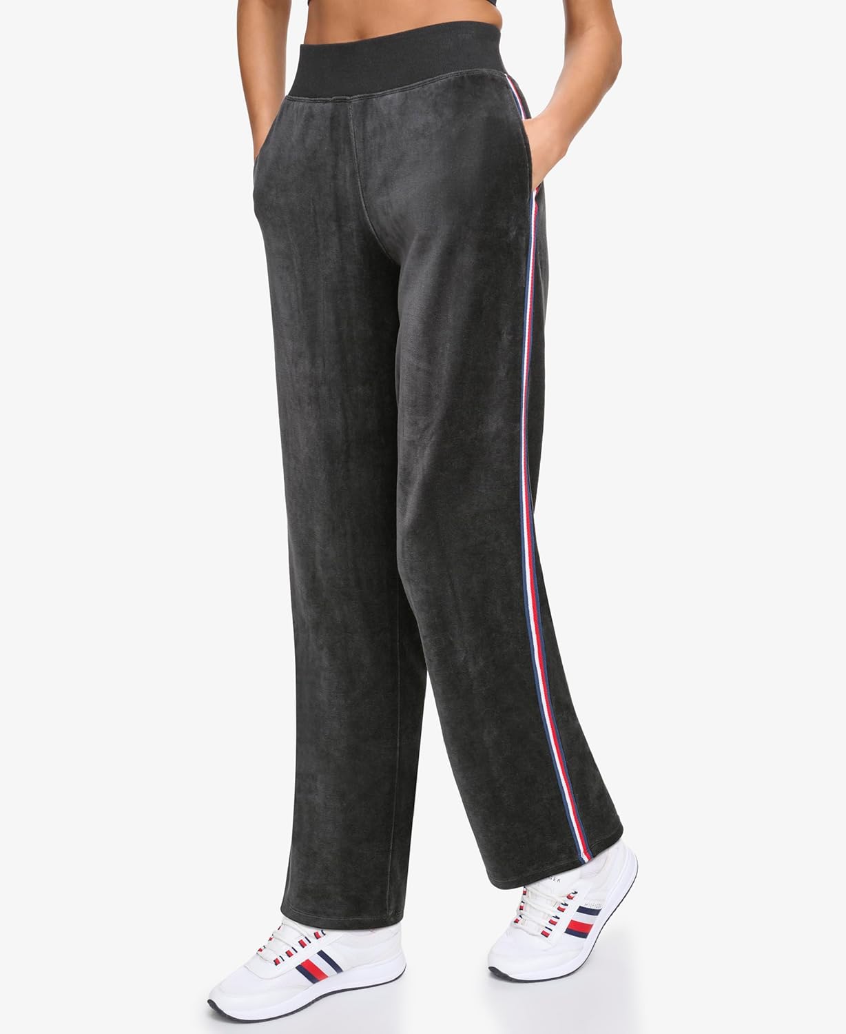 Женские спортивные штаны Tommy Hilfiger Velour с боковыми лентами, Black — фото 2