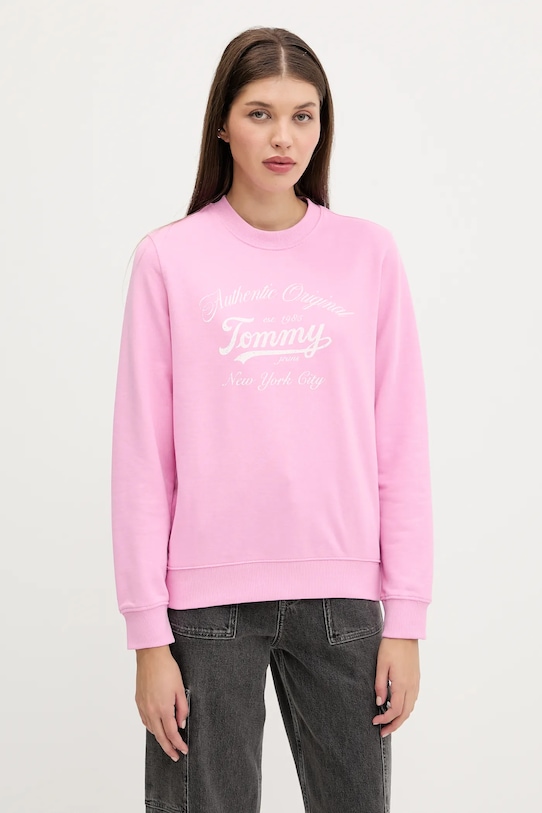 

Хлопковая толстовка Tommy Jeans, розовый