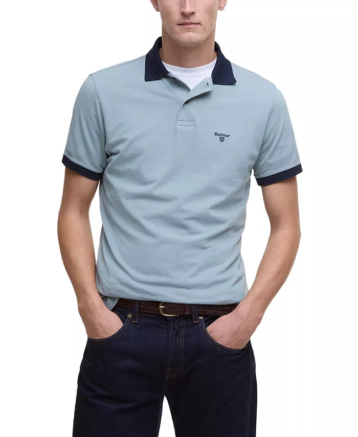 

Мужская поло с коротким рукавом Lynmouth и контрастной отделкой Barbour, серебряный