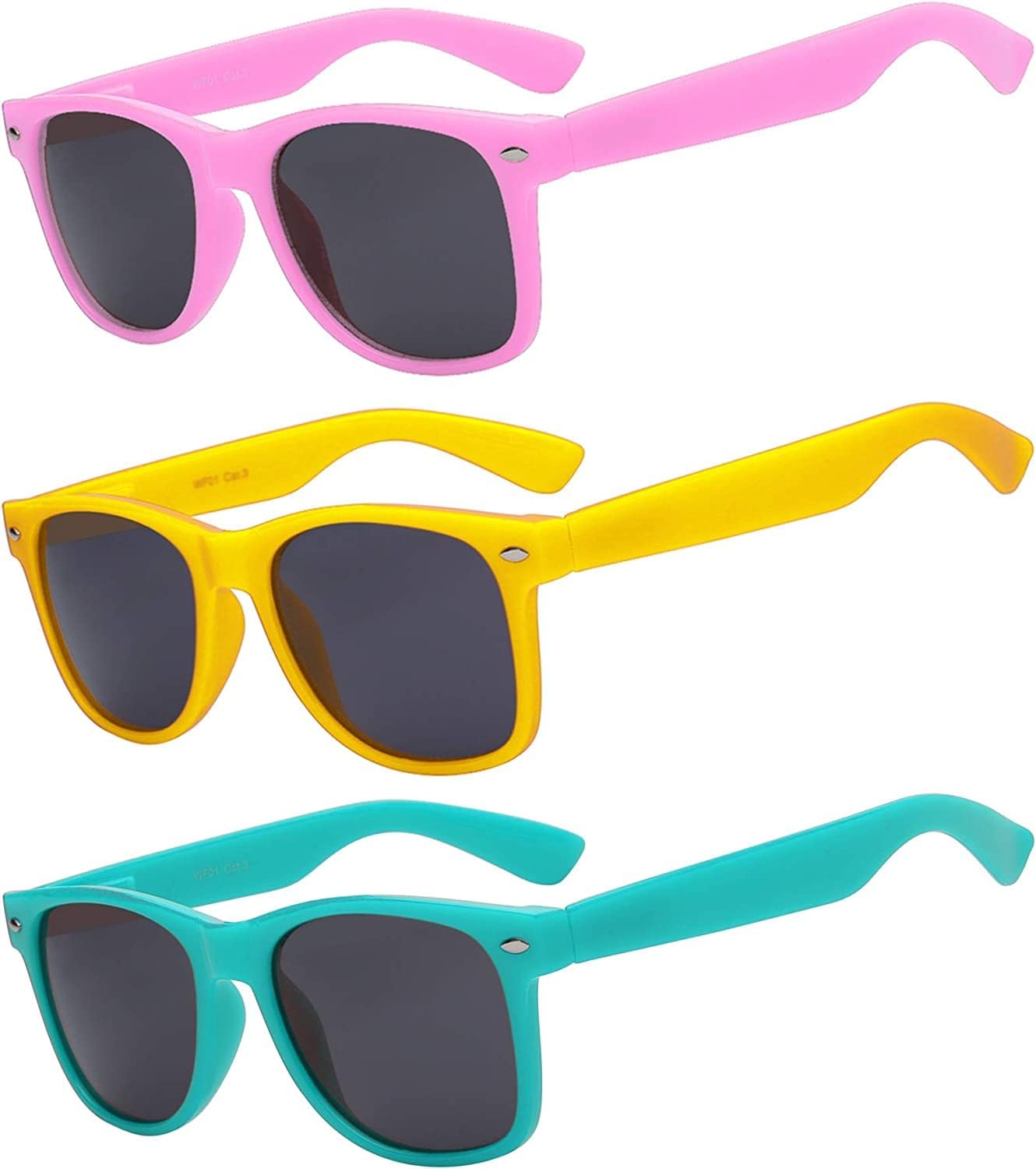 

OWL, набор из 3 солнцезащитных очков для женщин и мужчин, с защитой от УФ-излучения, ретро-линзы дымчатого цвета, модные и стильные женские очки в цветной пластиковой оправе, Pink, Yellow, Turquoise