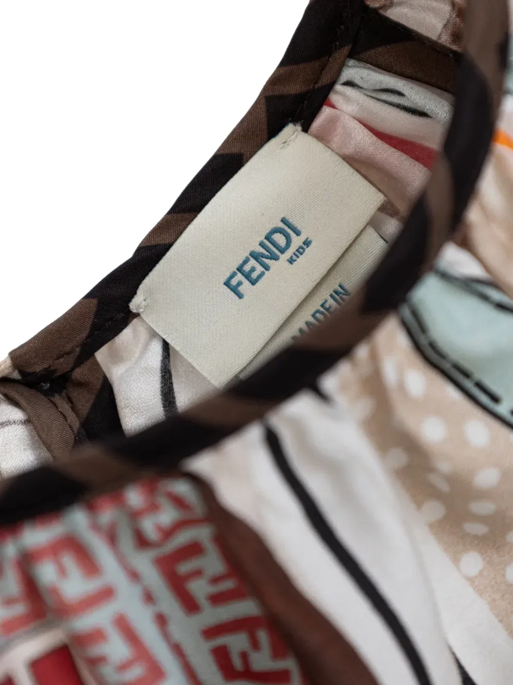 Платье с оборками и принтом в виде лошадей Fendi Kids, нейтральный — фото 3