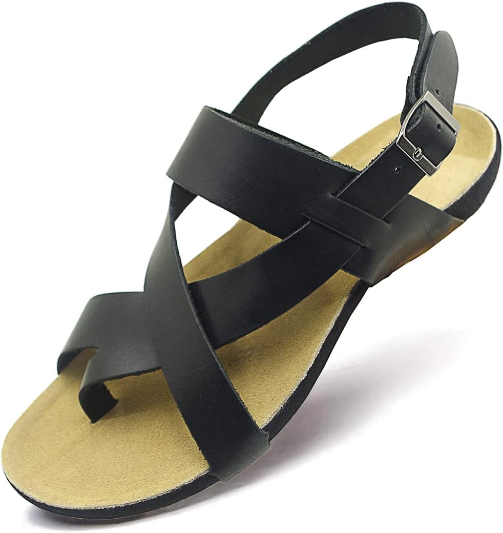 

Мужские сандалии Harssidanzar из натуральной кожи для улицы с регулируемым ремешком, кожаные сандалии для мужчин GM202, черный