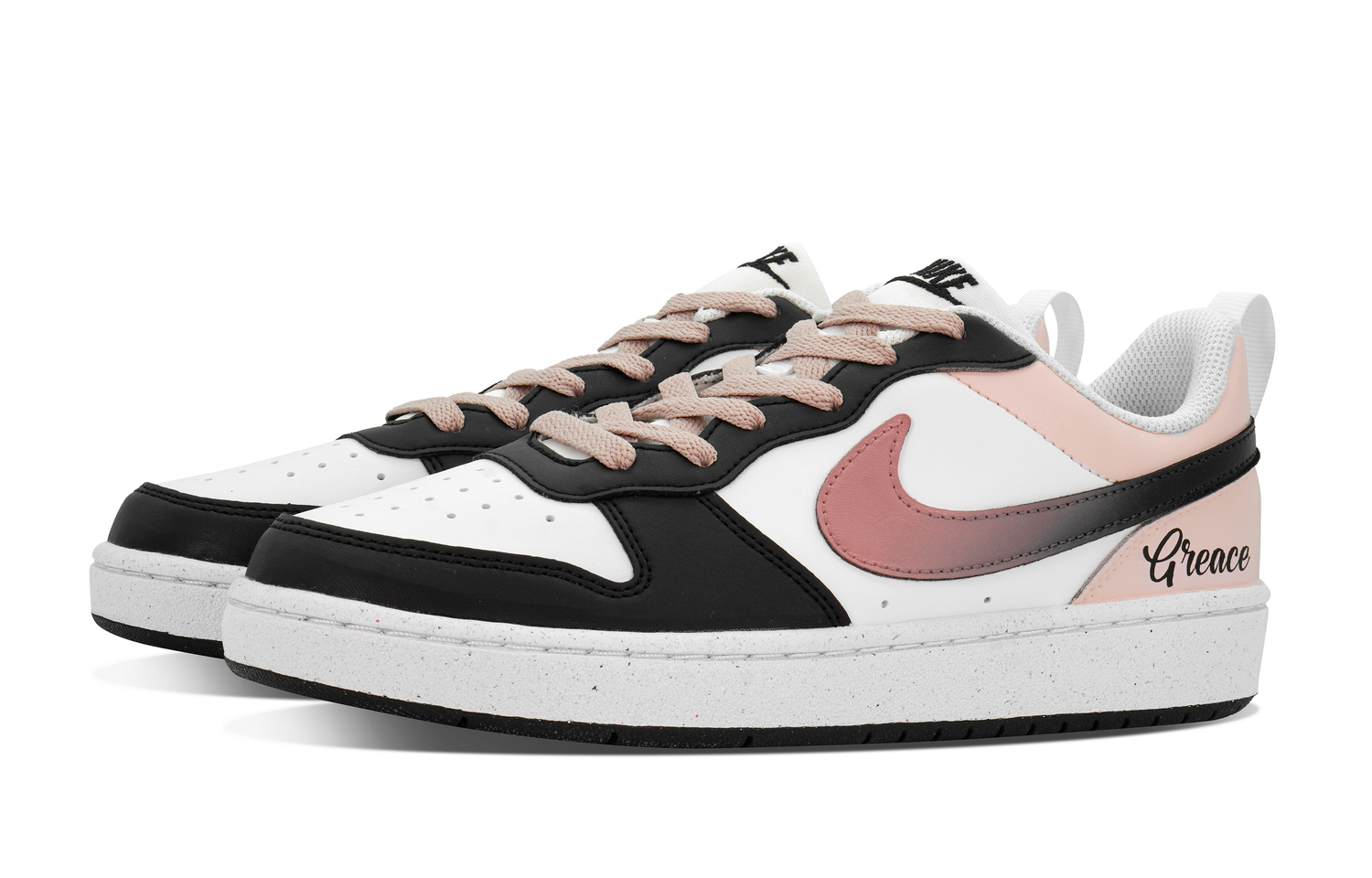 Кроссовки для скейтбординга Court Borough DEER First Love Confession Slip Resistant Abrasion Resistant Low top для детей Nike, черный розовый — фото 4