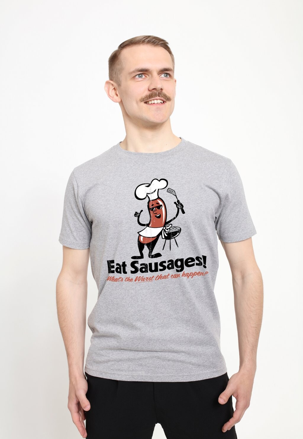 

Футболка с принтом EAT SAUSAGES Henry Tiger, цвет Mottled Light Grey