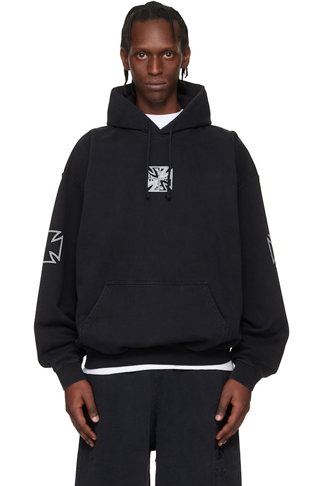 

Худи с логотипом тройного байкерского креста Vetements, черный