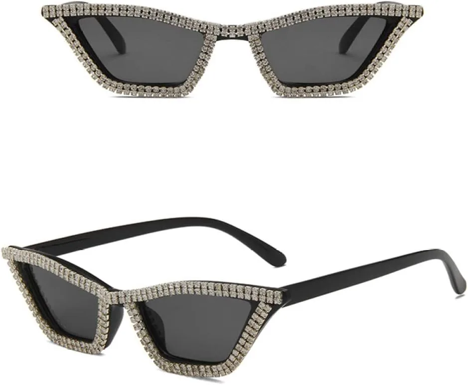 

Новые солнцезащитные очки в оправе «кошачий глаз» 2026 года с блестками, бриллиантами и кристаллами, для женщин, защита от ультрафиолета UV400 generic, C2 Black Gray