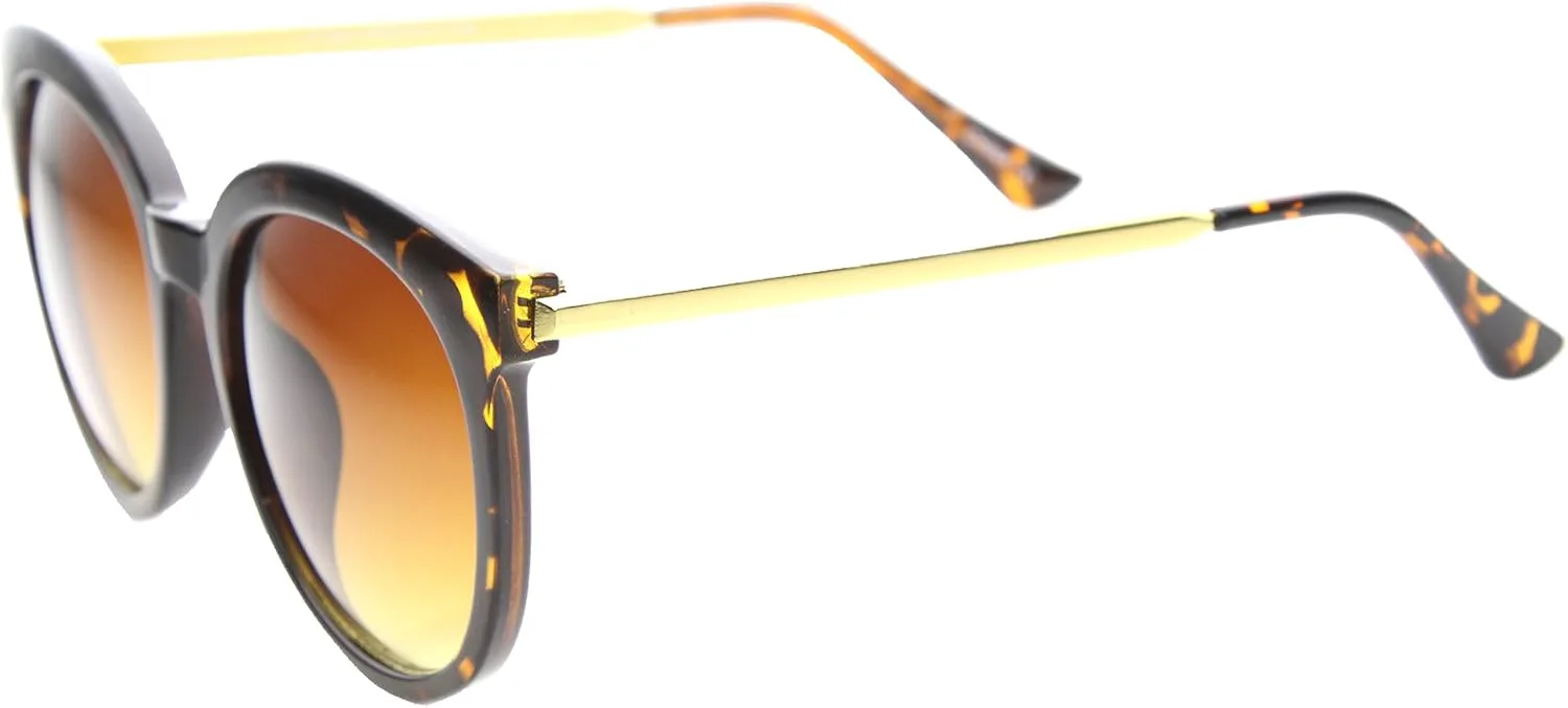 

Солнцезащитные очки zeroUV в современном стиле с металлическими дужками, тонированными линзами, в оправе из рогового стекла, диаметр линз 55 мм, Tortoise-gold / Amber
