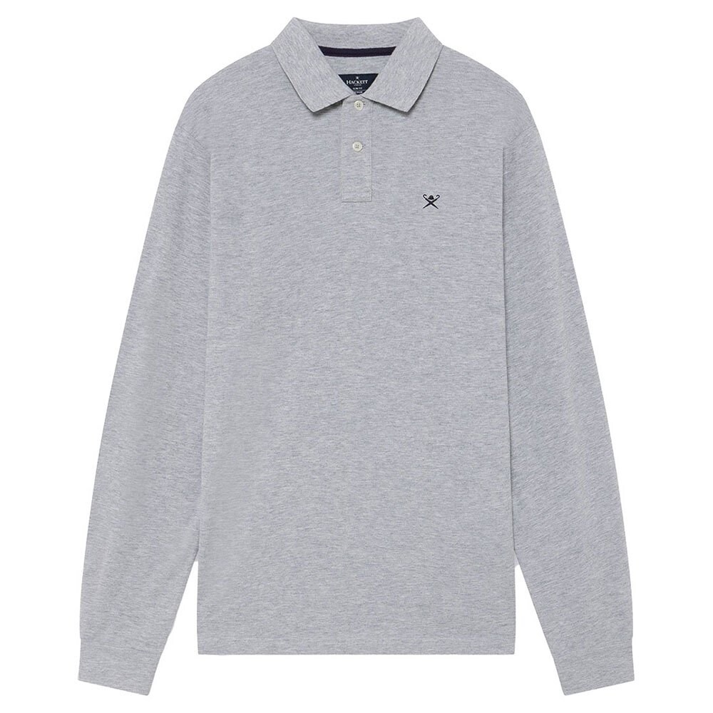 

Поло с длинным рукавом Hackett Slim Fit Logo, серый