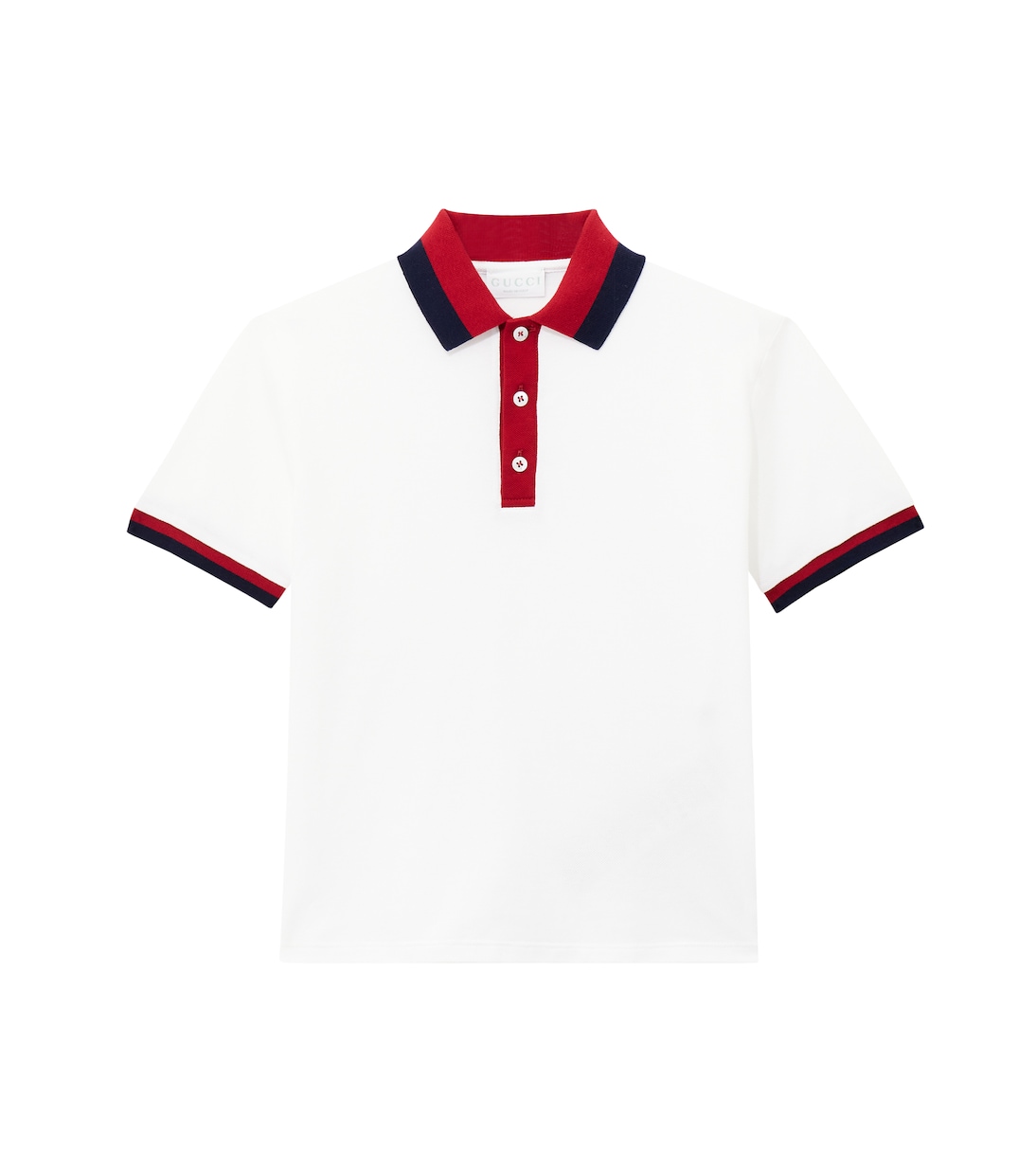 

Поло из хлопковой смеси с полосой в рубчик Gucci Kids, Optical White/Mix