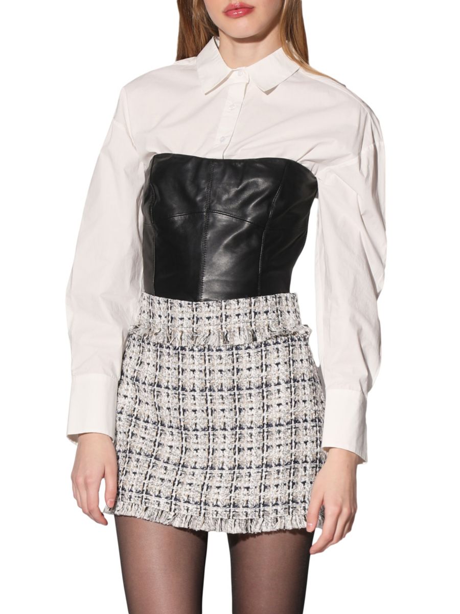 

Кожаный топ-труба Tanvi Walter Baker, черный