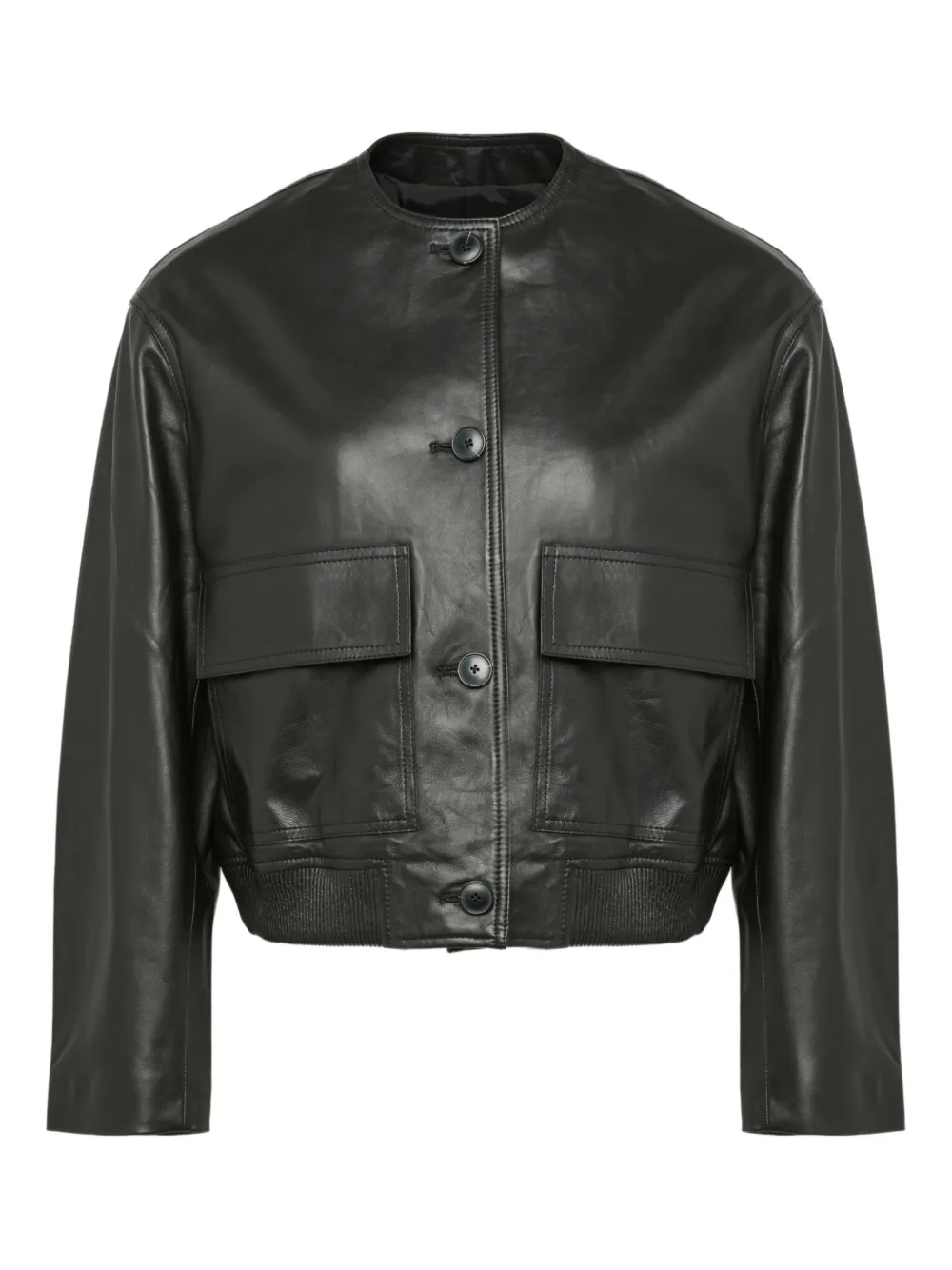 

Укороченная кожаная куртка Yves Salomon, черный