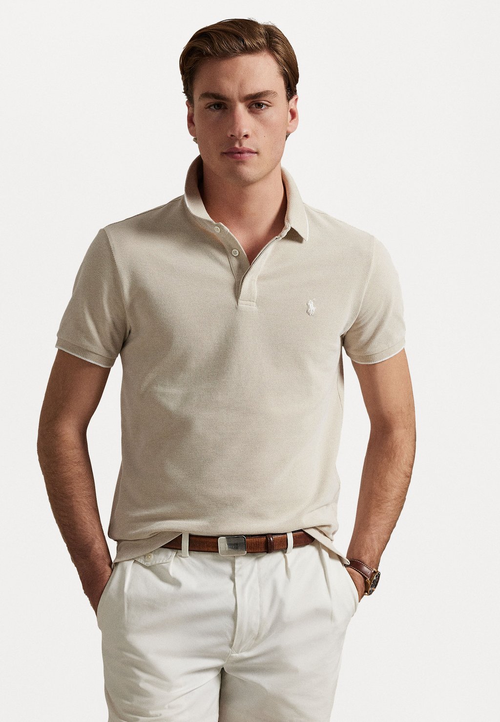 

Поло CUSTOM SLIM FIT STRETCH OXFORD MESH POLO Polo Ralph Lauren, оранжевый