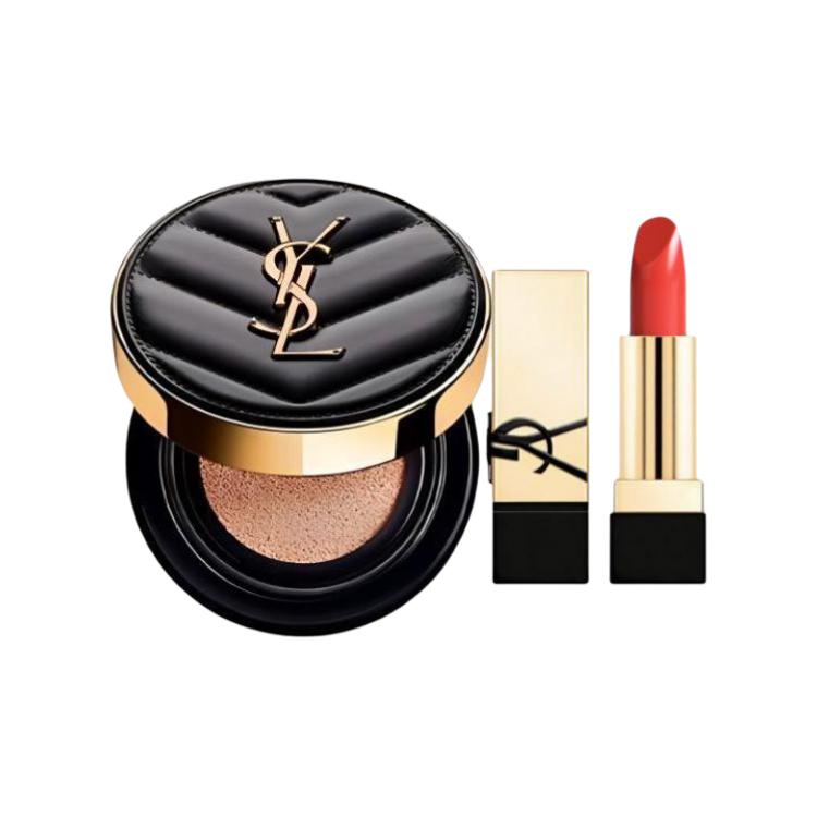 

SAINT LAURENT Черный кожаный набор образцов помады Air Cushion с воздушной подушкой, легко растушевывается 1.3g+5g