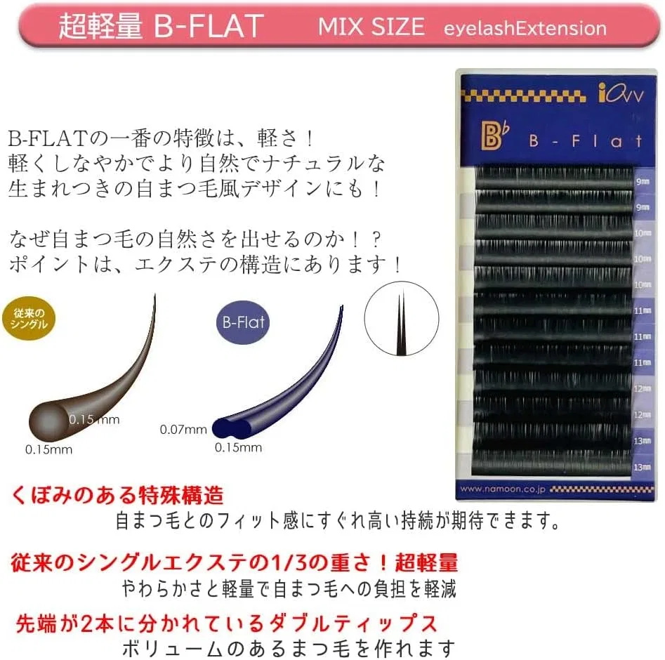 Набор для наращивания ресниц B-Flat Perfect Kit IOVV, 12 рядов, D-изгиб, 9-13 мм — фото 2