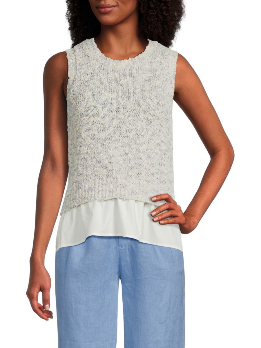

Топ из трикотажной пряжи Bouclé Knit 2-Fer Tank Top Saks Fifth Avenue, цвет Cornflower