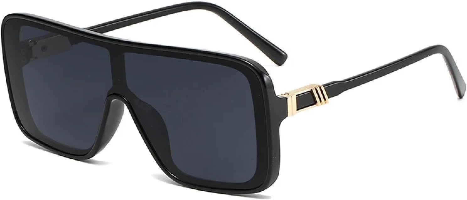 

Модные солнцезащитные очки в крупной оправе, цельные, для мужчин, женщин и унисекс, класса люкс, для активного отдыха, вождения, защиты от солнца UV400 TKKTLLT, Black Gray