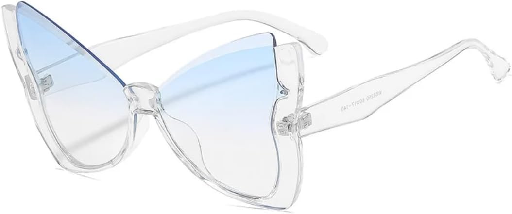 

Роскошные безободковые солнцезащитные очки-бабочки для женщин, модные, винтажные, для вечеринок, путешествий, панка, с защитой от ультрафиолета UV400 TVTBBVV, Clear-lightblue