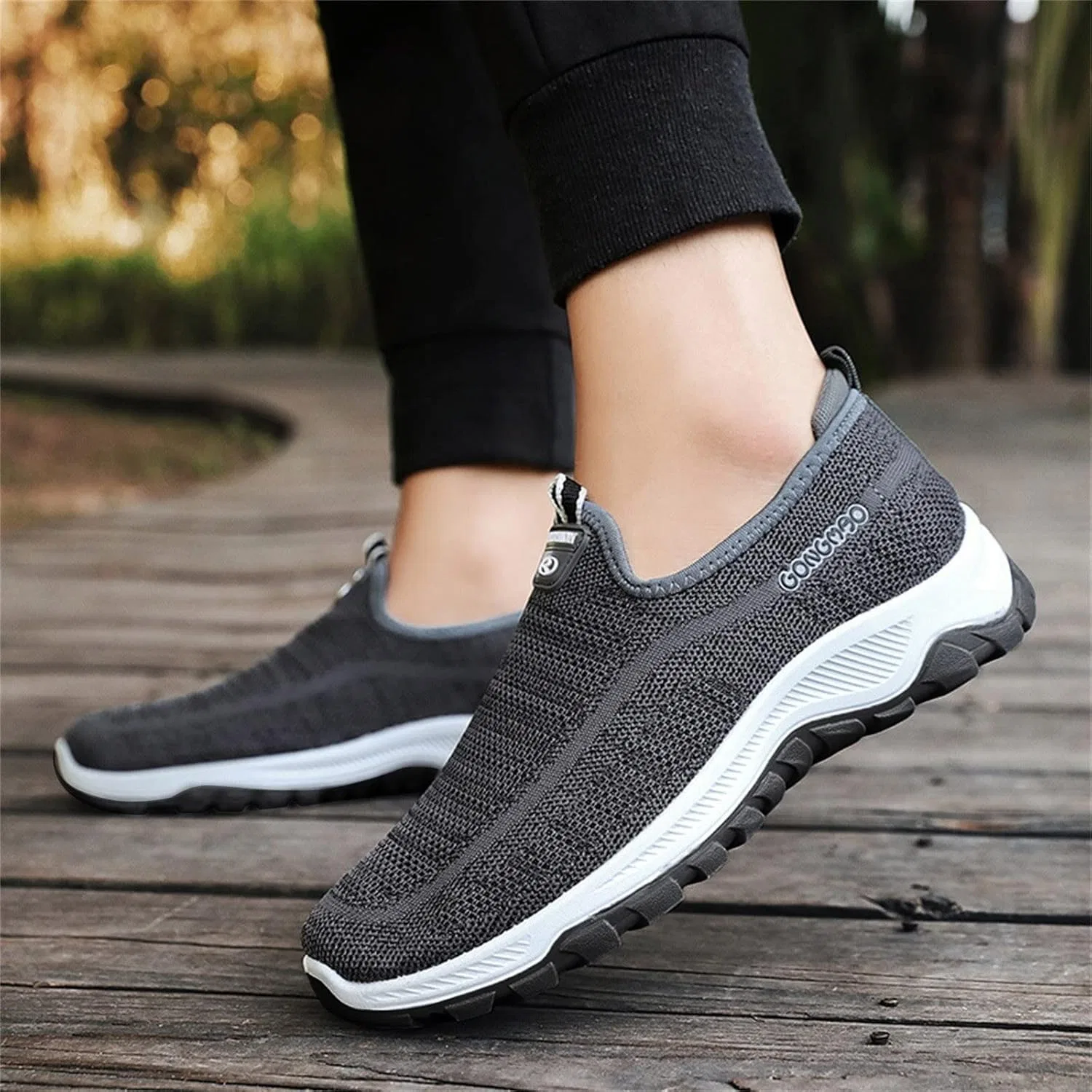 Модные кроссовки Herren-Sneaker-Socken für Sommer und Herbst, einfarbig, gewebt, atmungsaktiv, bequem, zum Reinschlüpfen, lässig, Sneaker-Socken für Herren Generisch, Grau — фото 4