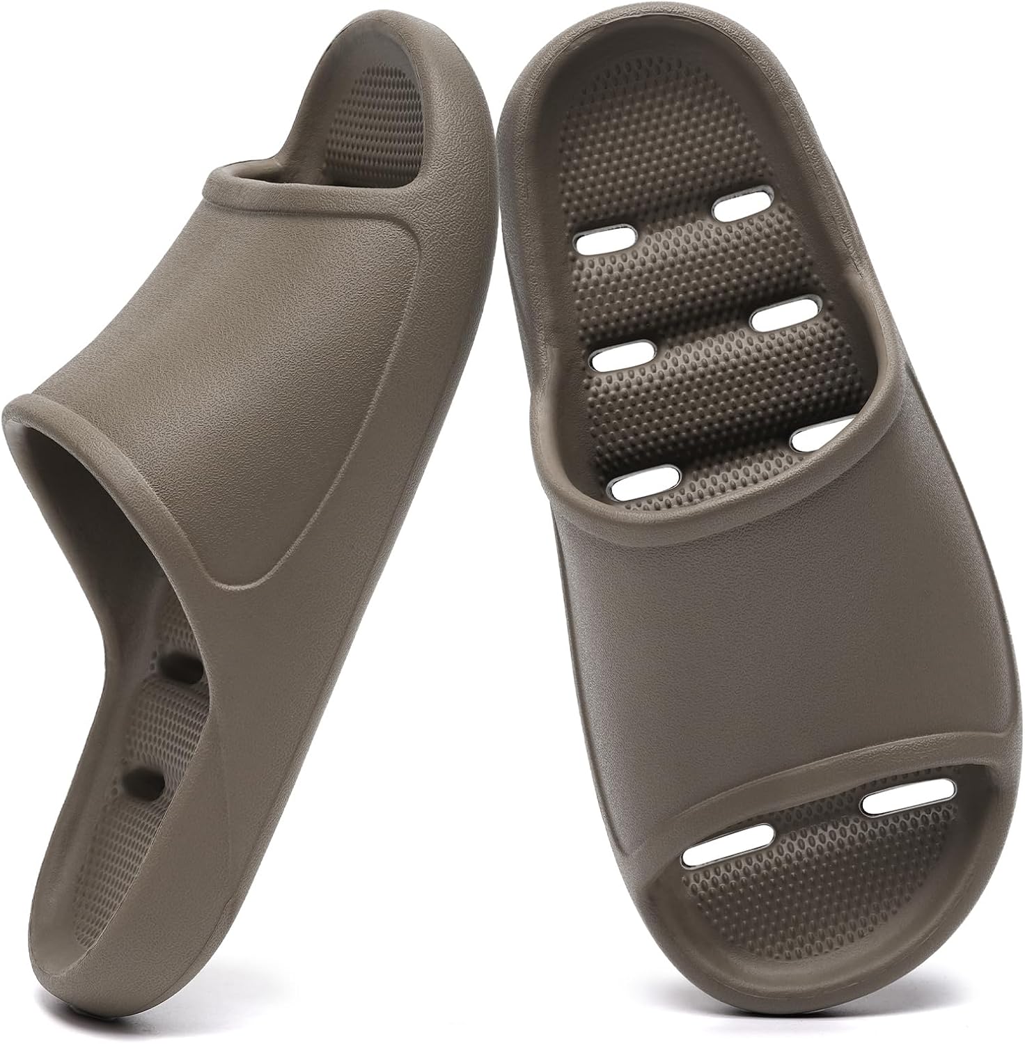 

Тапочки для душа GETOEU для женщин и мужчин, шлепанцы для бассейна, мягкие с амортизацией, противоскользящие, удобные, с поддержкой свода стопы, быстро сохнущие с дренажными отверстиями, массажные шлепанцы для ванной, коричневый