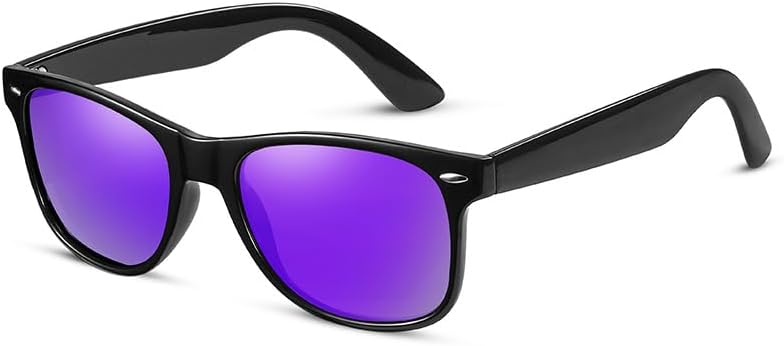 

Поляризованные солнцезащитные очки для мужчин и женщин, классическая матовая черная оправа, зеркальные линзы в стиле ретро, ​​защита от УФ-излучения, в комплекте с коробкой Generic, Purple
