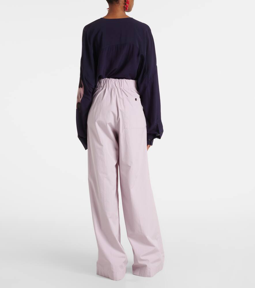 Хлопковые брюки с высокой талией и широкими штанинами Dries Van Noten, Lilac — фото 3