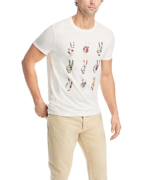 

Хлопковая футболка с рисунком Multi Peace Hand John Varvatos, цвет White