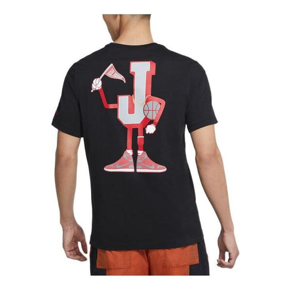 

Футболка Air Jordan Aj23 Varsity Cotton Round Neck Back Alphabet Pullover Short Sleeve Black, черный