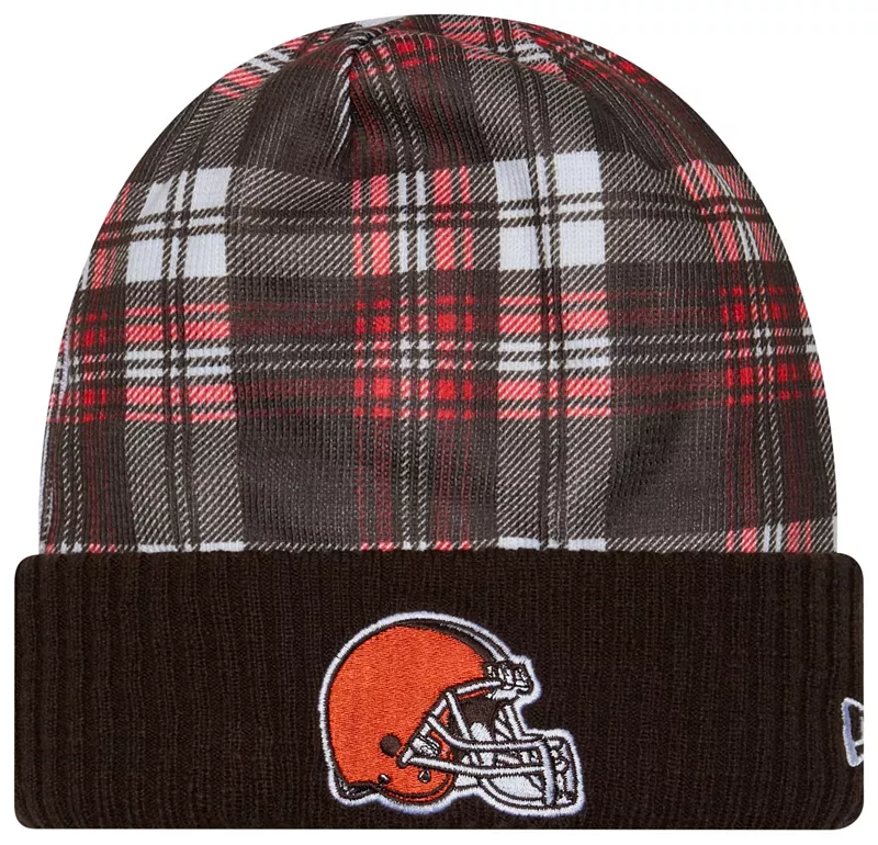 

Мужская объемная вязаная шапка в клетку New Era Denver Broncos Sideline