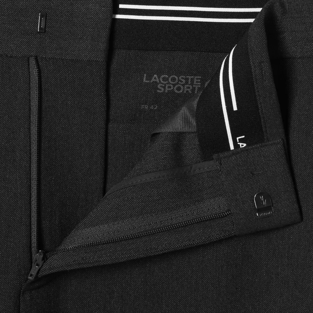Мужские осенние брюки из имитации шерсти чёрные от Lacoste — фото 4