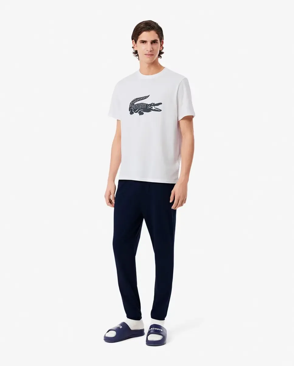 Lacoste Мужская пижама из джерси с принтом синего цвета — фото 4