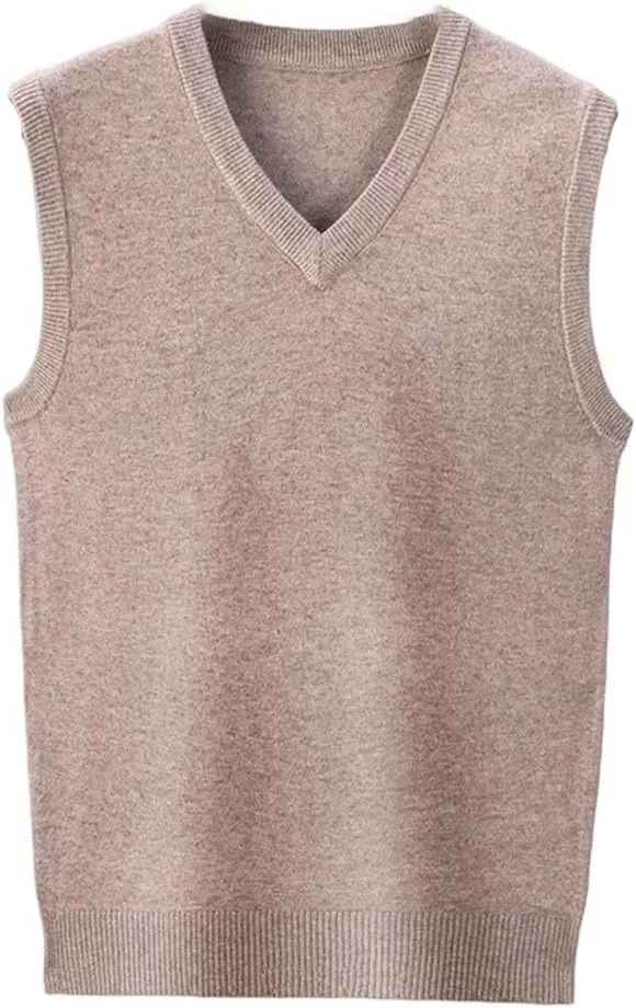 Мужской классический жилет с V-образным вырезом, деловой повседневный, однотонный, без рукавов Generic, хаки