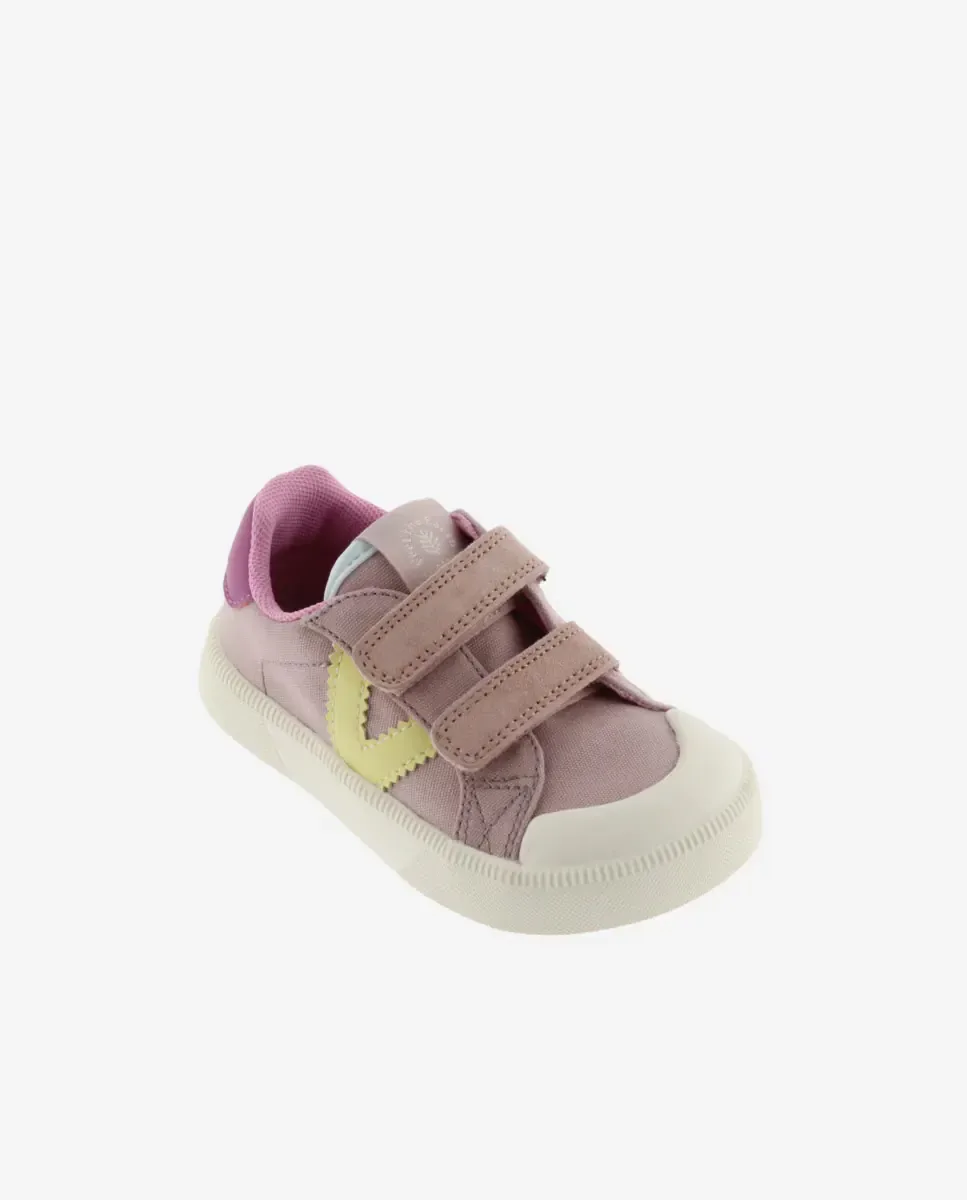 Детские спортивные сандалии barefoot многоцветные из хлопка с липучками Victoria, светло-розовый — фото 3
