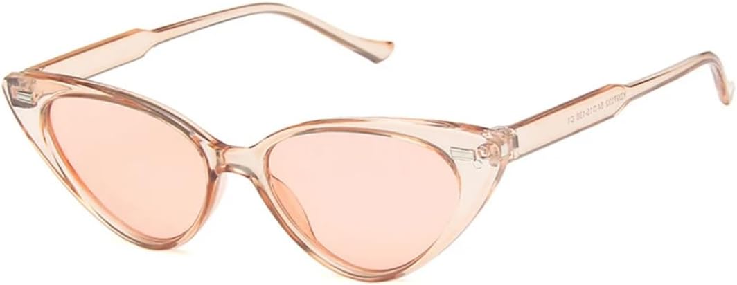 

Модные винтажные солнцезащитные очки «кошачий глаз» с заклепками для женщин и мужчин, солнцезащитные очки в маленькой оправе, женские ретро-очки для путешествий VVTWSSW, Champagne Pink