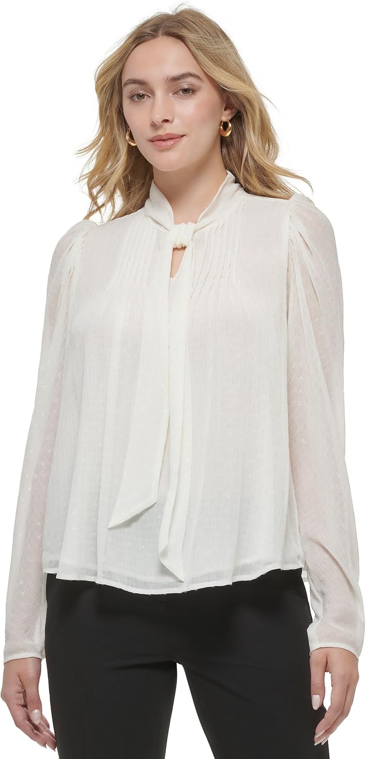 

Женский топ Tommy Hilfiger Clip Dot с завязками на шее и складками, Ivory