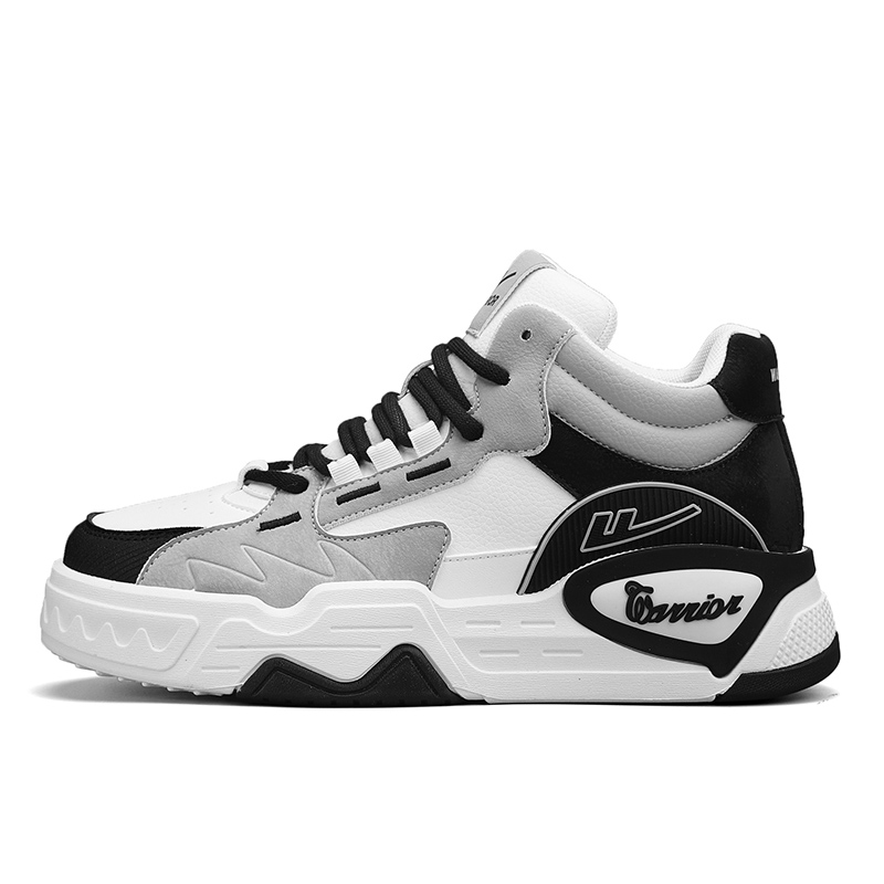 

Кроссовки WARRIOR Skateboarding Shoes Men High-top Black/white/gray, белый/черный