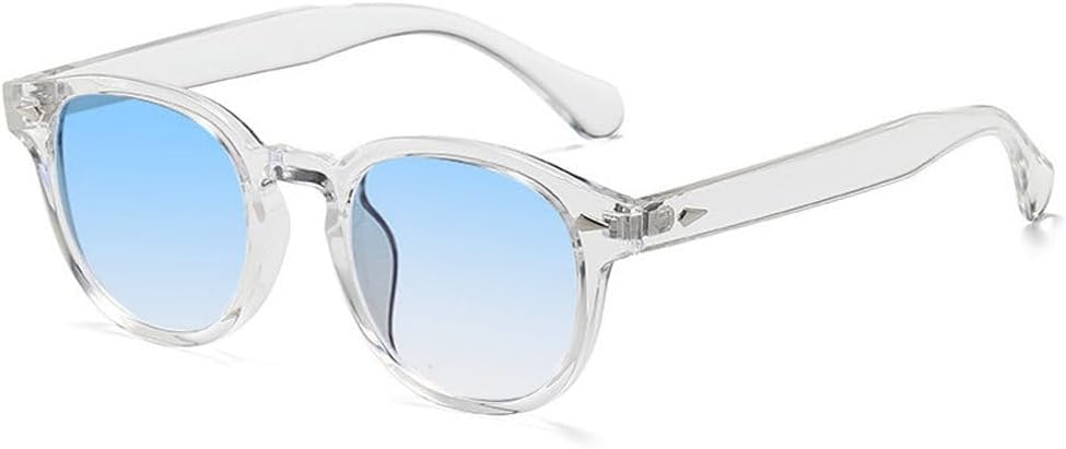 

Качественные ретро-солнцезащитные очки круглой формы для женщин, модные, с заклепками, защита от УФ-излучения UV400, для мужчин, панк, с леопардовым принтом HYYZZC, Transparent Blue