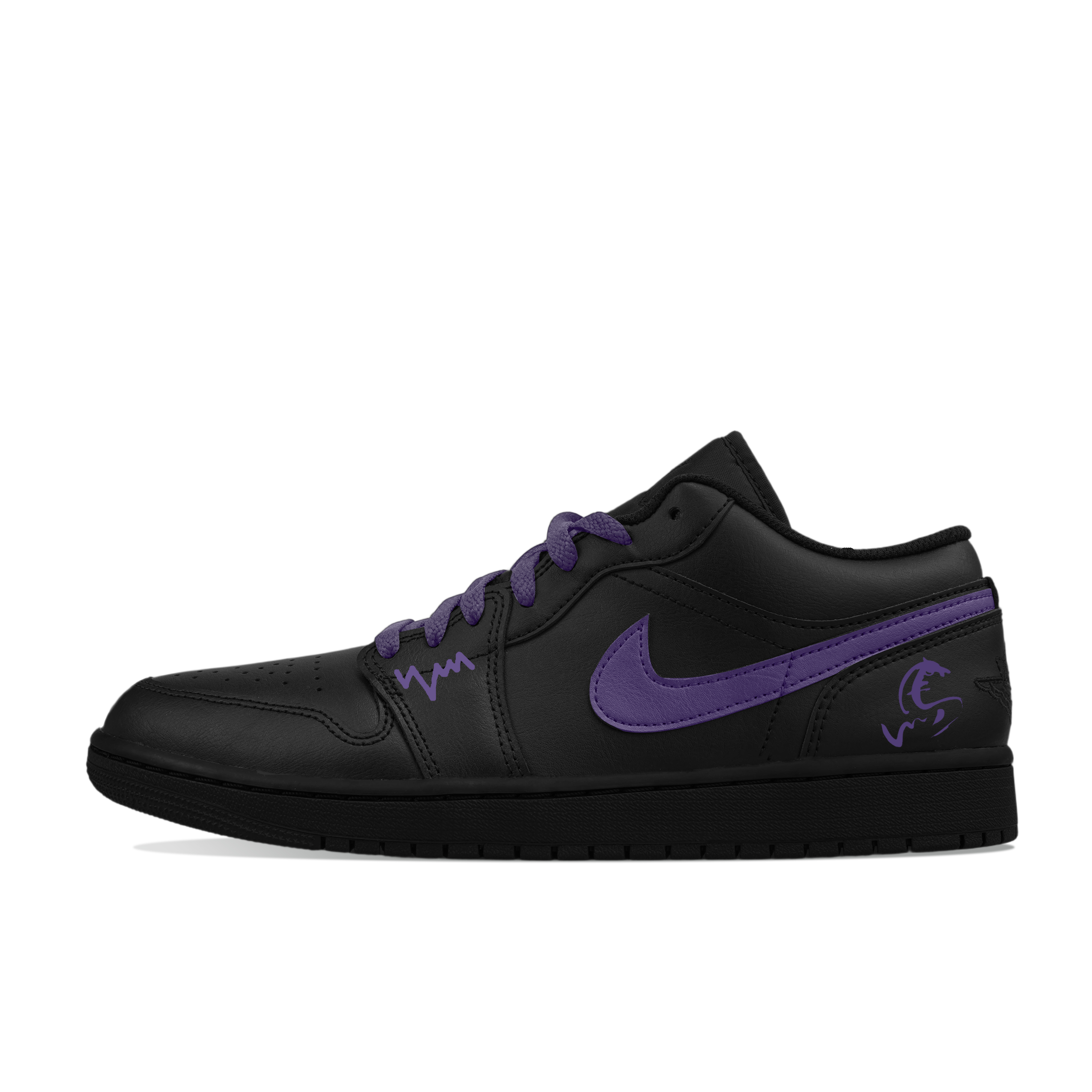 Кроссовки Air 1 Cow Leather, Leather Cushioning Slip Resistant Abrasion Resistant Low top Vintage Jordan, фиолетовый черный — фото 3