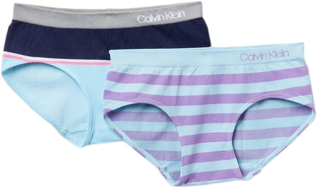 

Набор из 2 бесшовных трусиков-хипстеров Calvin Klein для девушек, Blue Stripes(U7103)/Blue