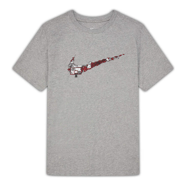 

Футболка Men's Nike Cartoon Pattern Large Logo Printing Round Neck Casual Short Sleeve Dark Grey T-Shirt, мультиколор