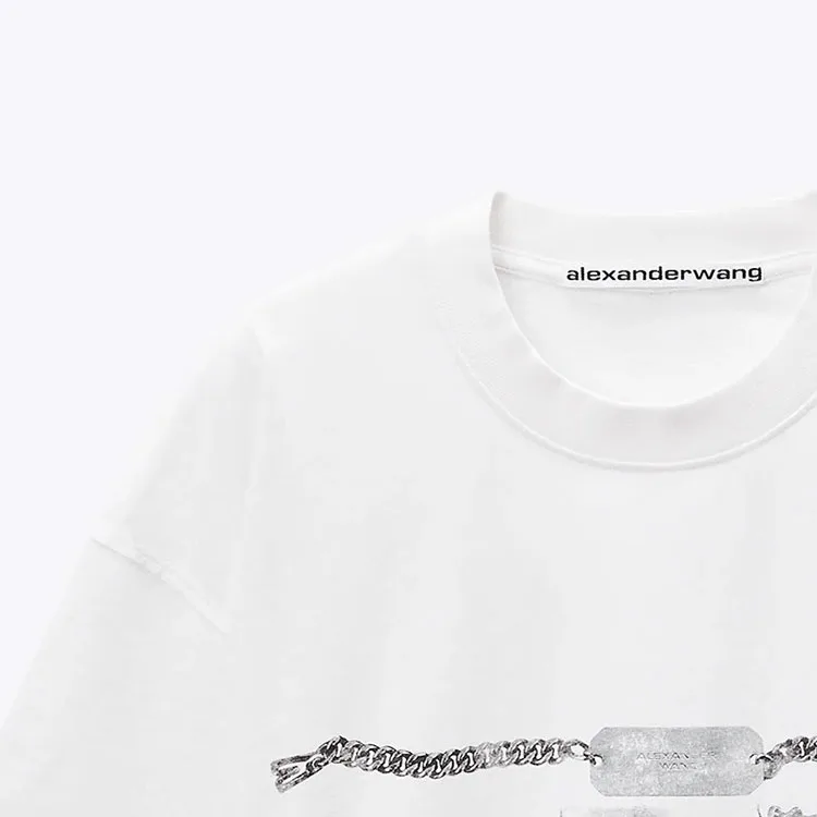 Футболка из хлопка с цепным принтом Alexander Wang, белый — фото 3