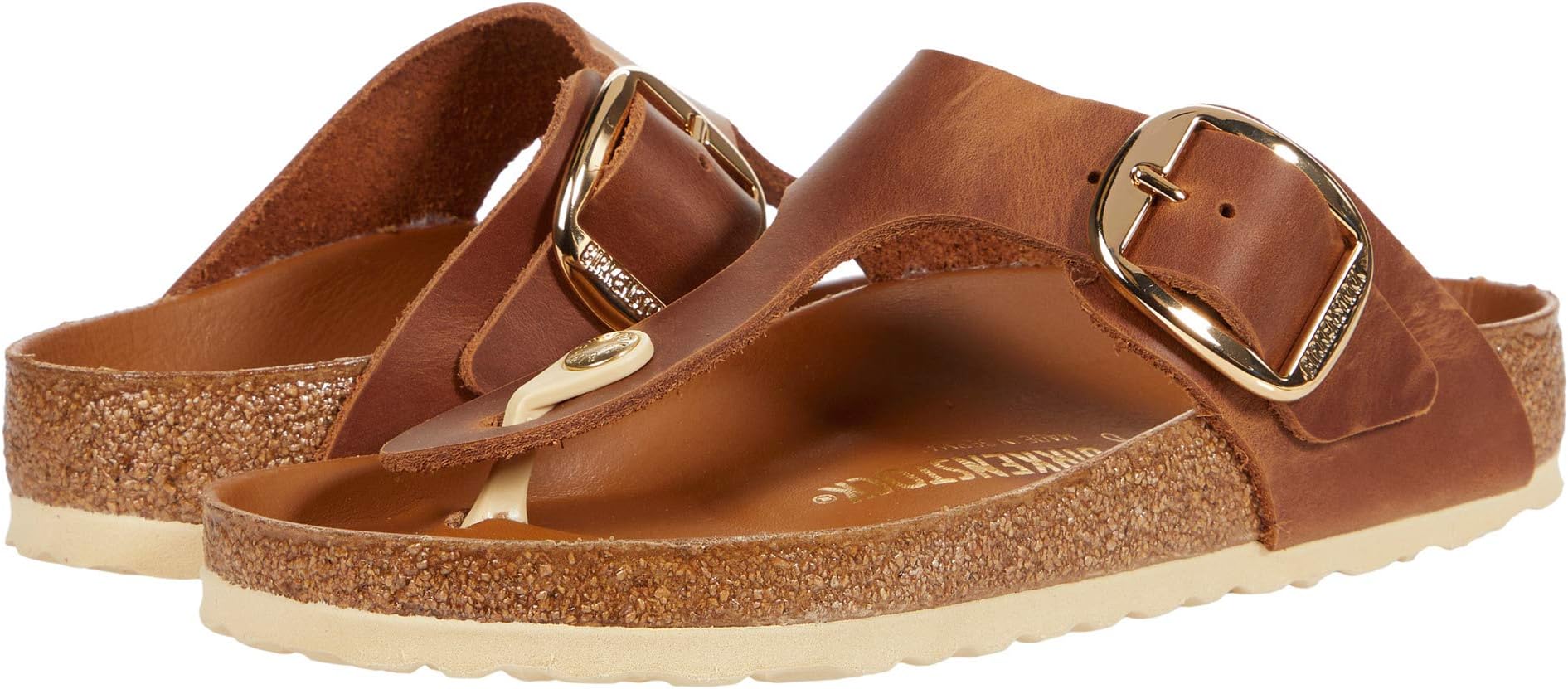 

Шлепанцы Gizeh Big Buckle - Oiled Leather Birkenstock, цвет Cognac Leather